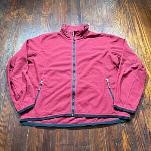 Vintage Nike Jacket Womens XL Red Fleece Full‎ Zip Swoosh Gray Tag Y2K 90s